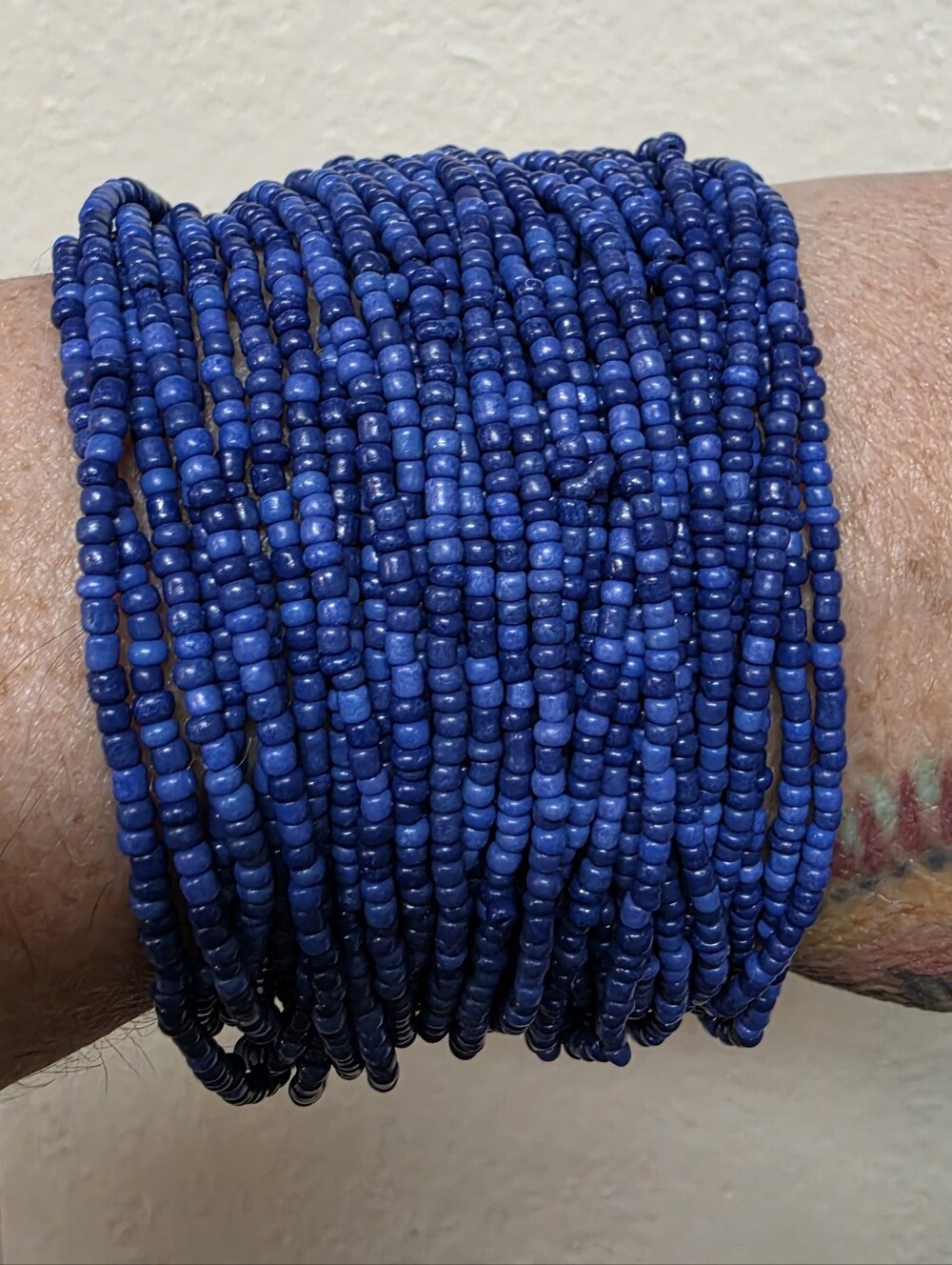 Chico's Multi Strand Cobalt Royal Blue Seed Bead Statement Cuff  Bracelet